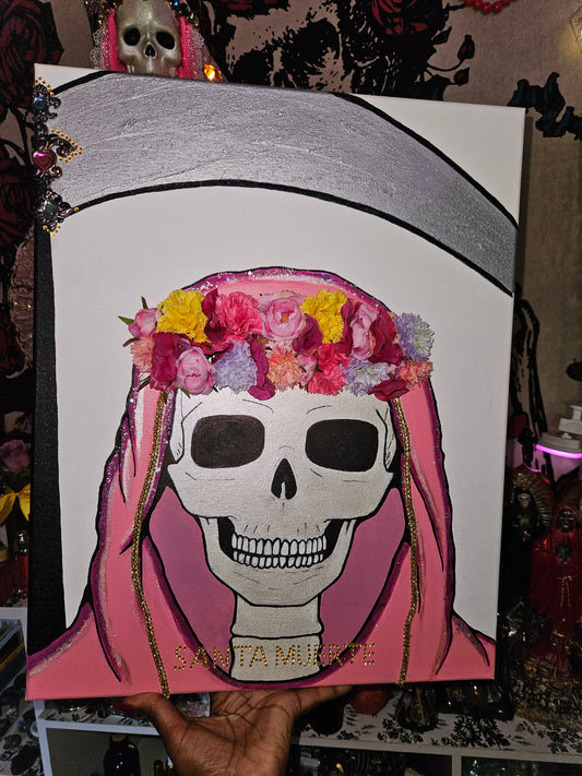 Pink Santa Muerte Painting
