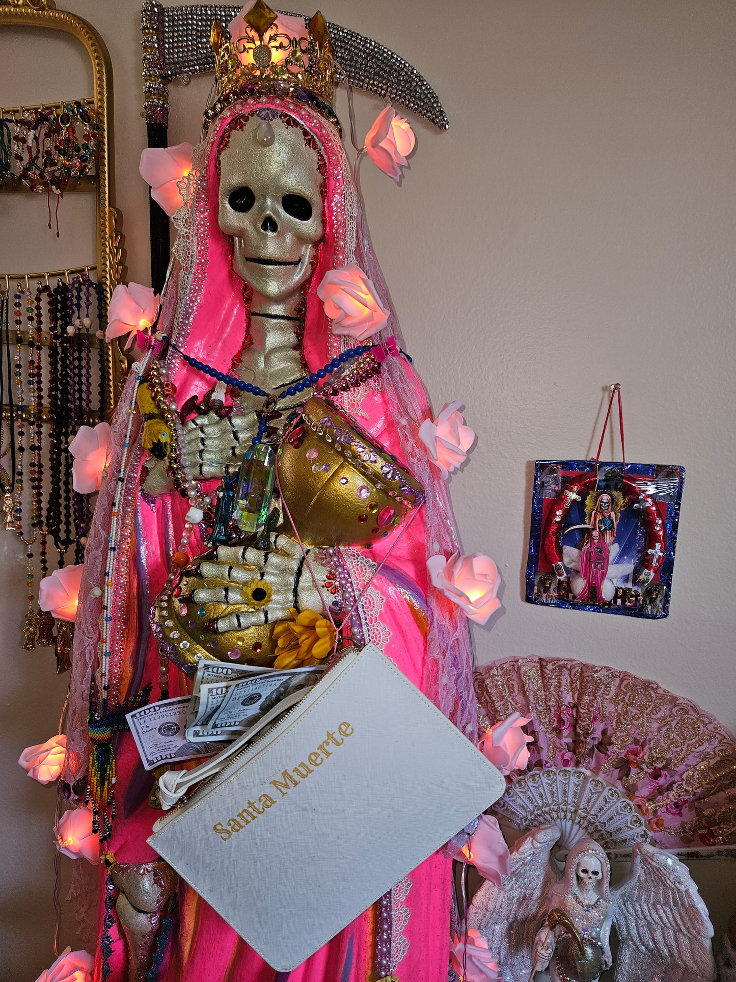 White Santa Muerte Clutch