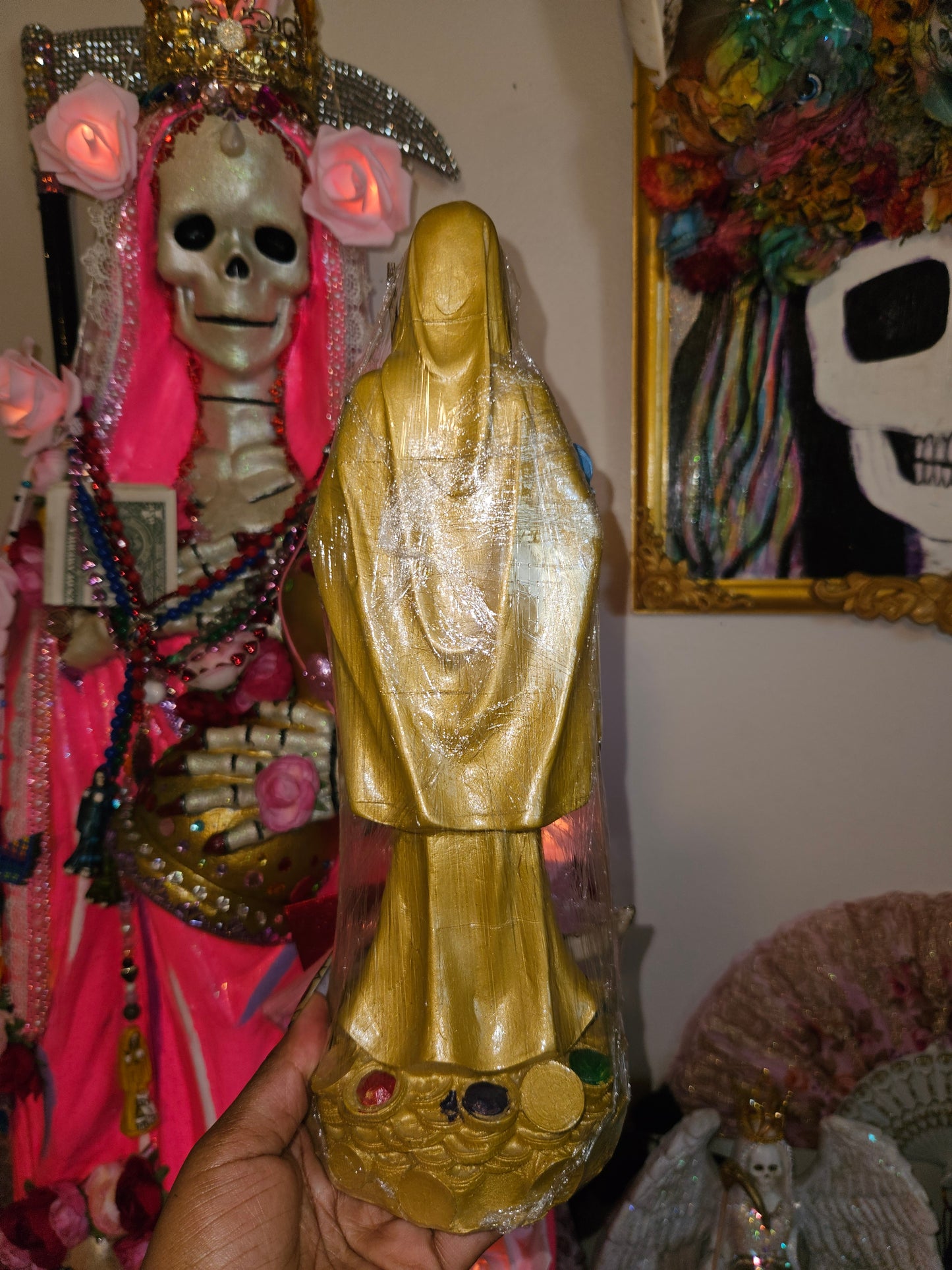12" Gold Robe Santa Muerte Statue