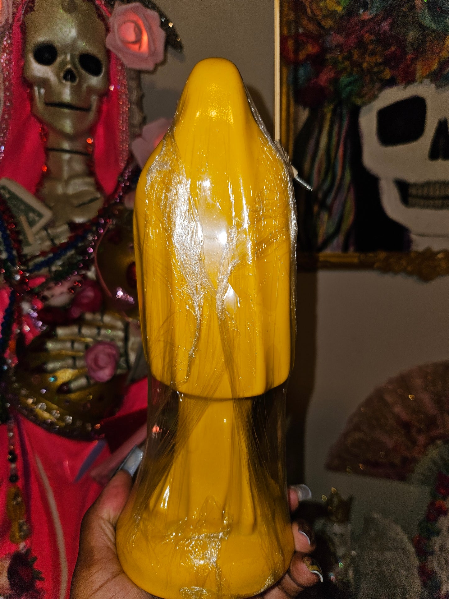 10" Marigold Yellow Robe Santa Muerte Statue