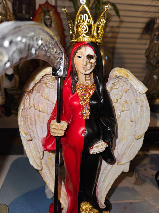 12" Poca Custom La Reversible Pregnant(Embarazada) Winged Encarnada Santa Muerte Statue w/ Crown