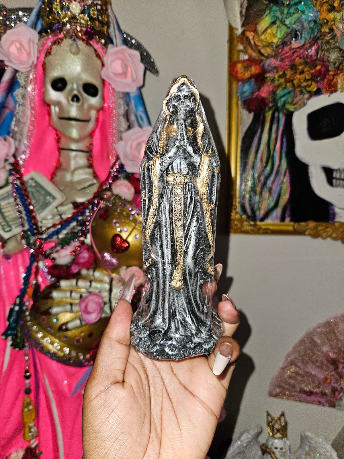 7" Prayer Hands Santa Muerte Statue