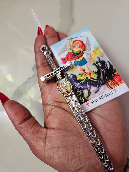 Archangel Saint Michael Protection Prayer & Mini Sword