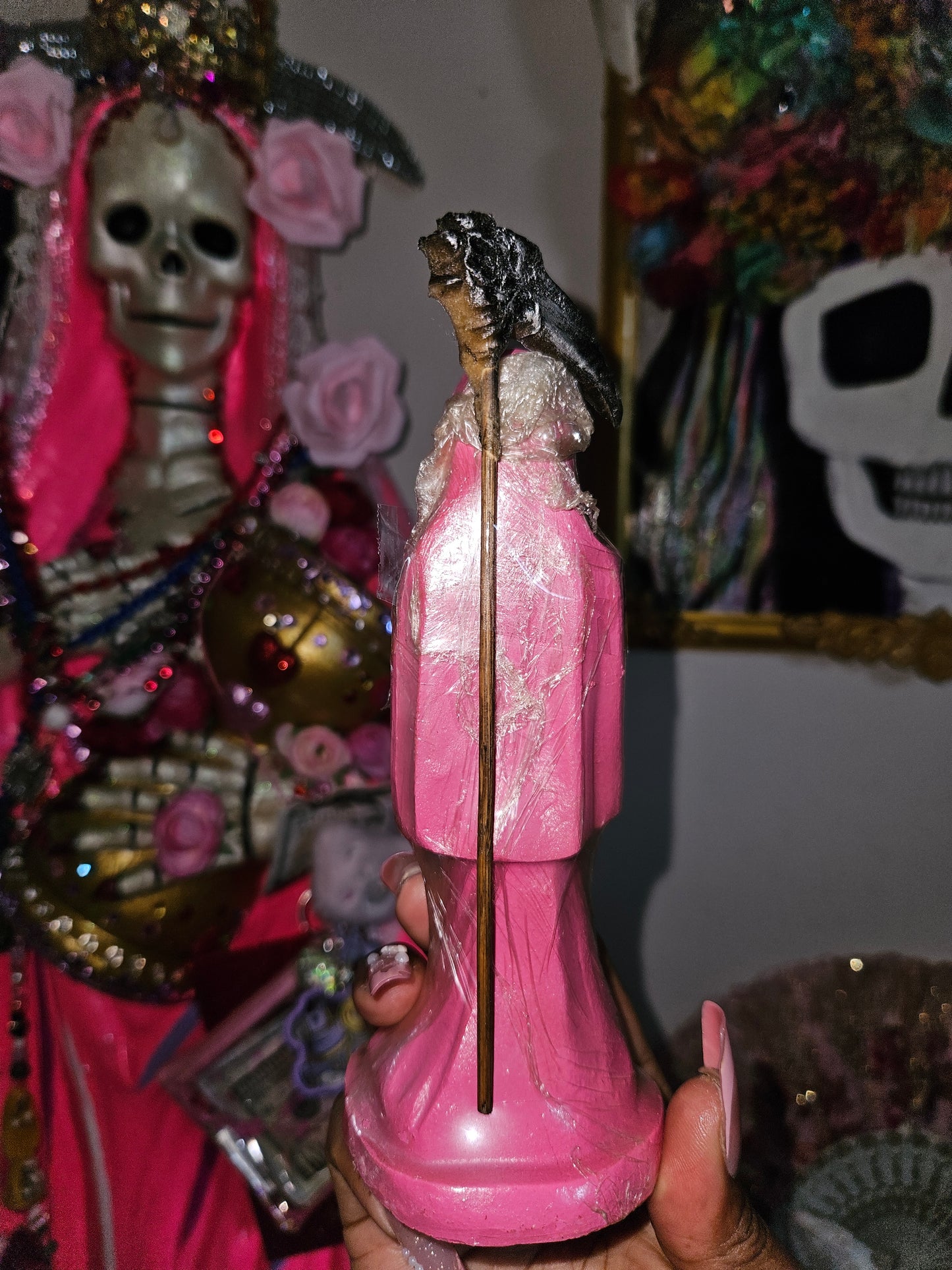 6" Pink/Rosa Robe Santa Muerte Statue