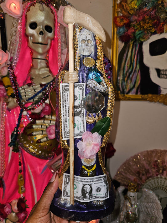 12" Vestida Purple Robe Santa Muerte Statue