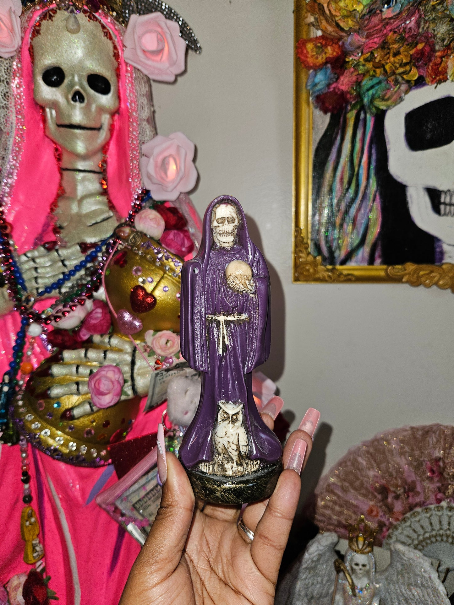 6" Purple Robe Santa Muerte Statue