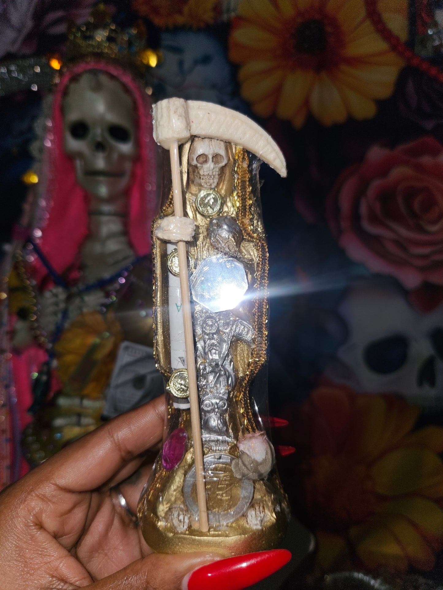 6" Gold Oro Robe Santa Muerte Statue
