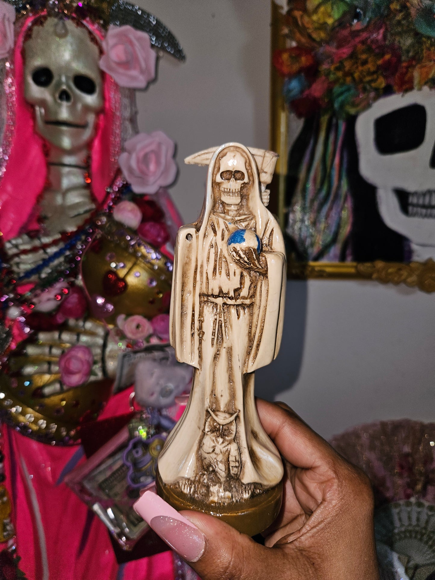 6" Bone Santa Muerte Statue
