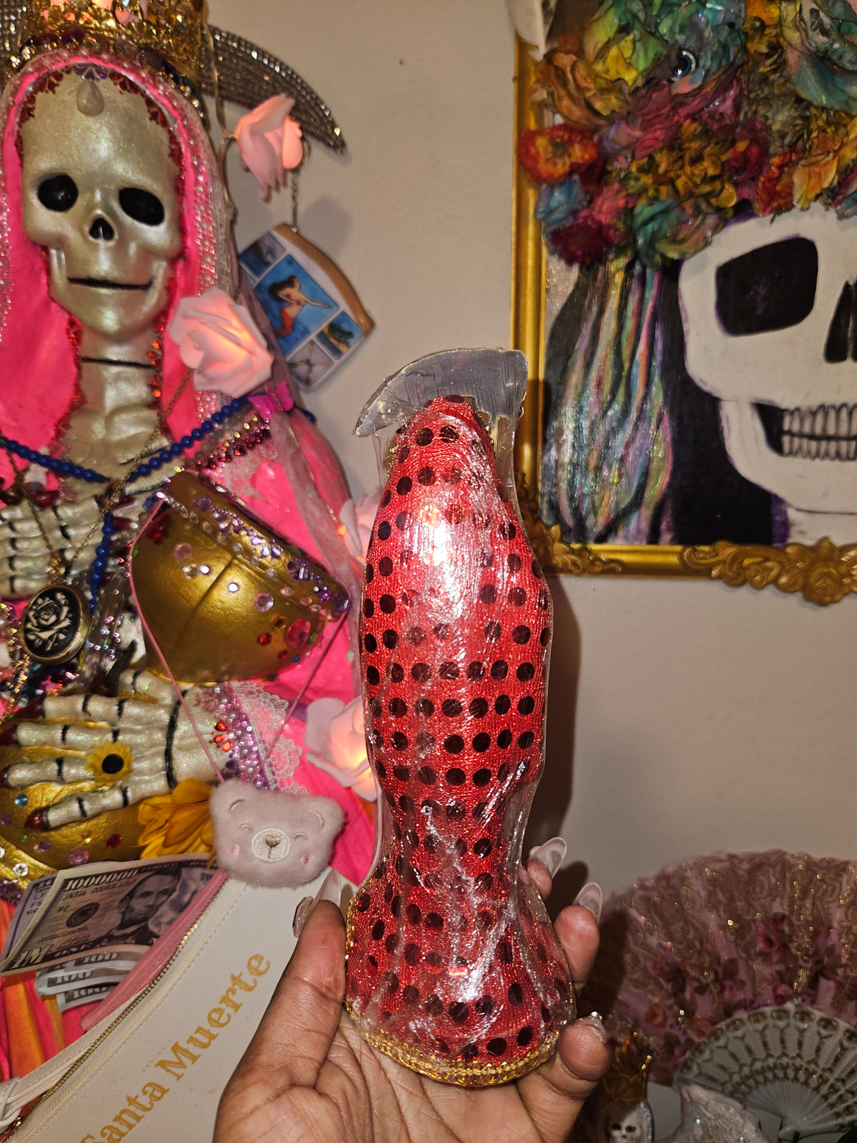 8" Vestida Red Robe Santa Muerte Statue
