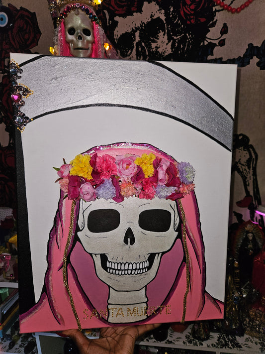 Pink Santa Muerte Painting