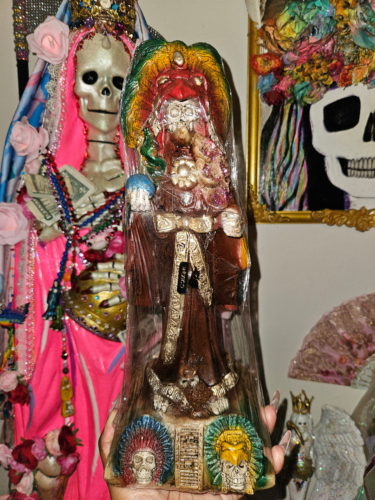 14" Aztec/ Mexica Santa Muerte Statue