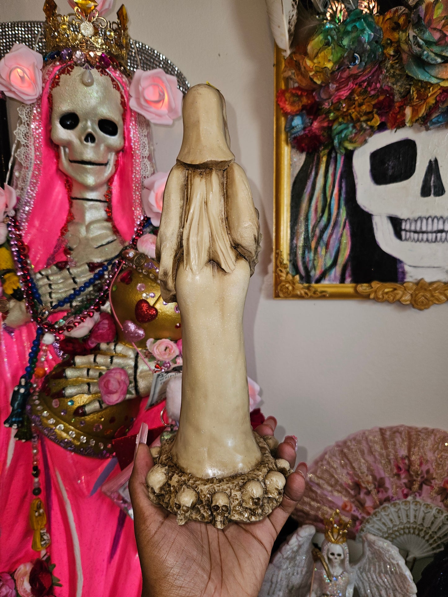 12" Bone  Pregnant(Embarazada) Encarnada Santa Muerte Statue