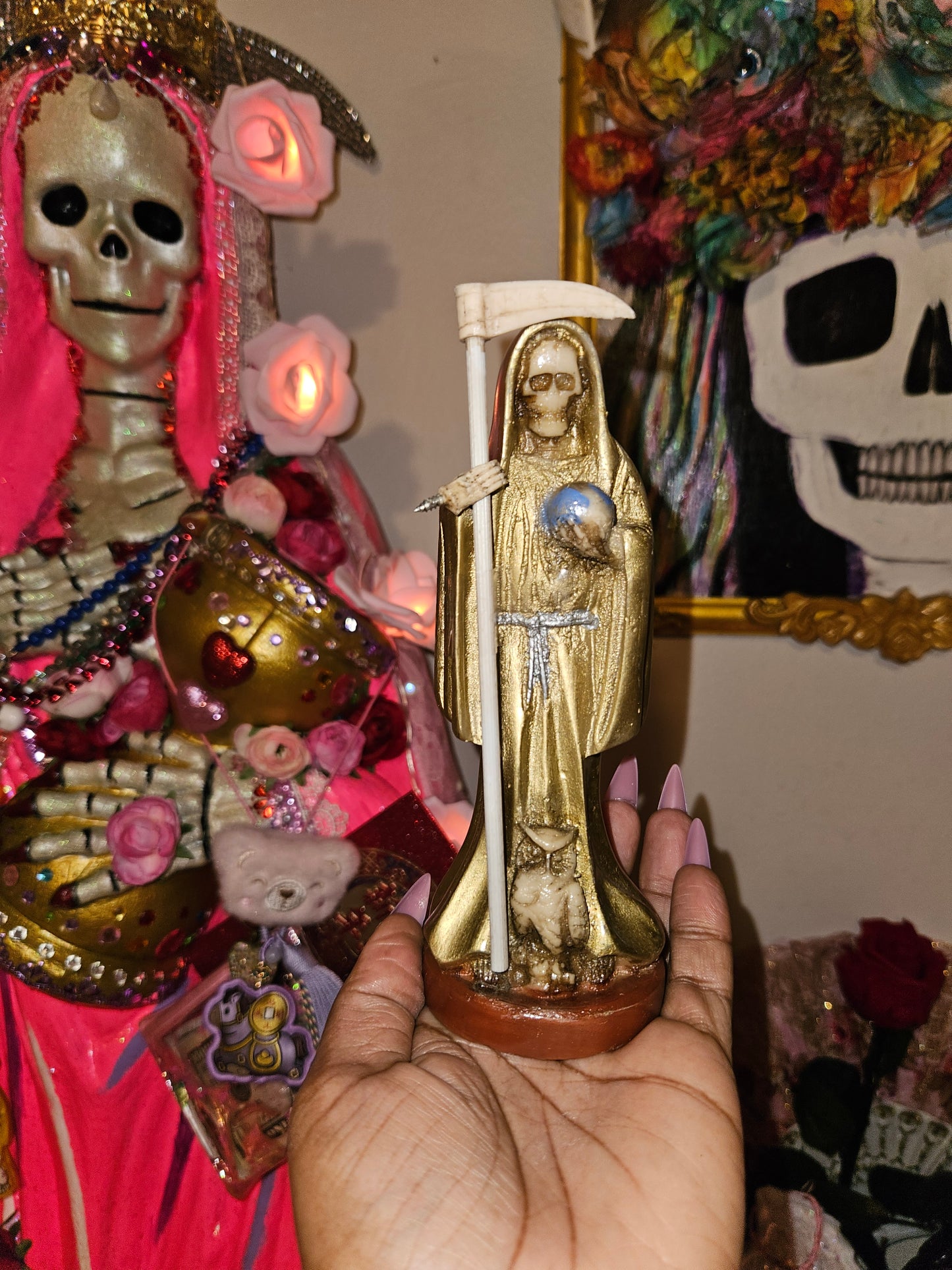 6" Gold Robe Santa Muerte Statue